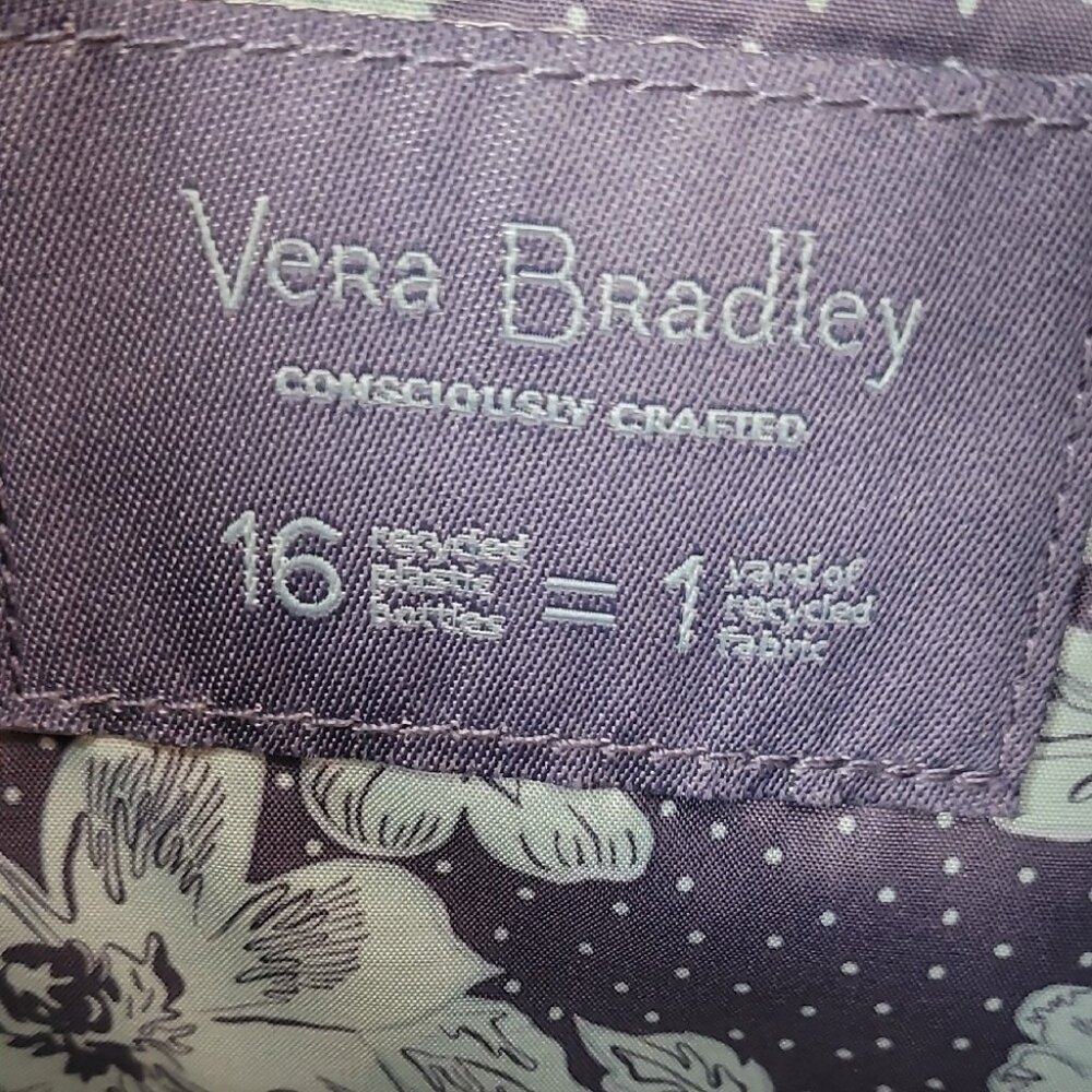 Vera Bradley Gray Recycled Cotton Commuter Tote Bag Adjustable Strap & Inner Poc - Picture 6 of 15